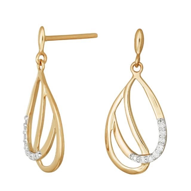 14kt. guldørehænger m/dia. 0.08ct W/SI - Urma.dk