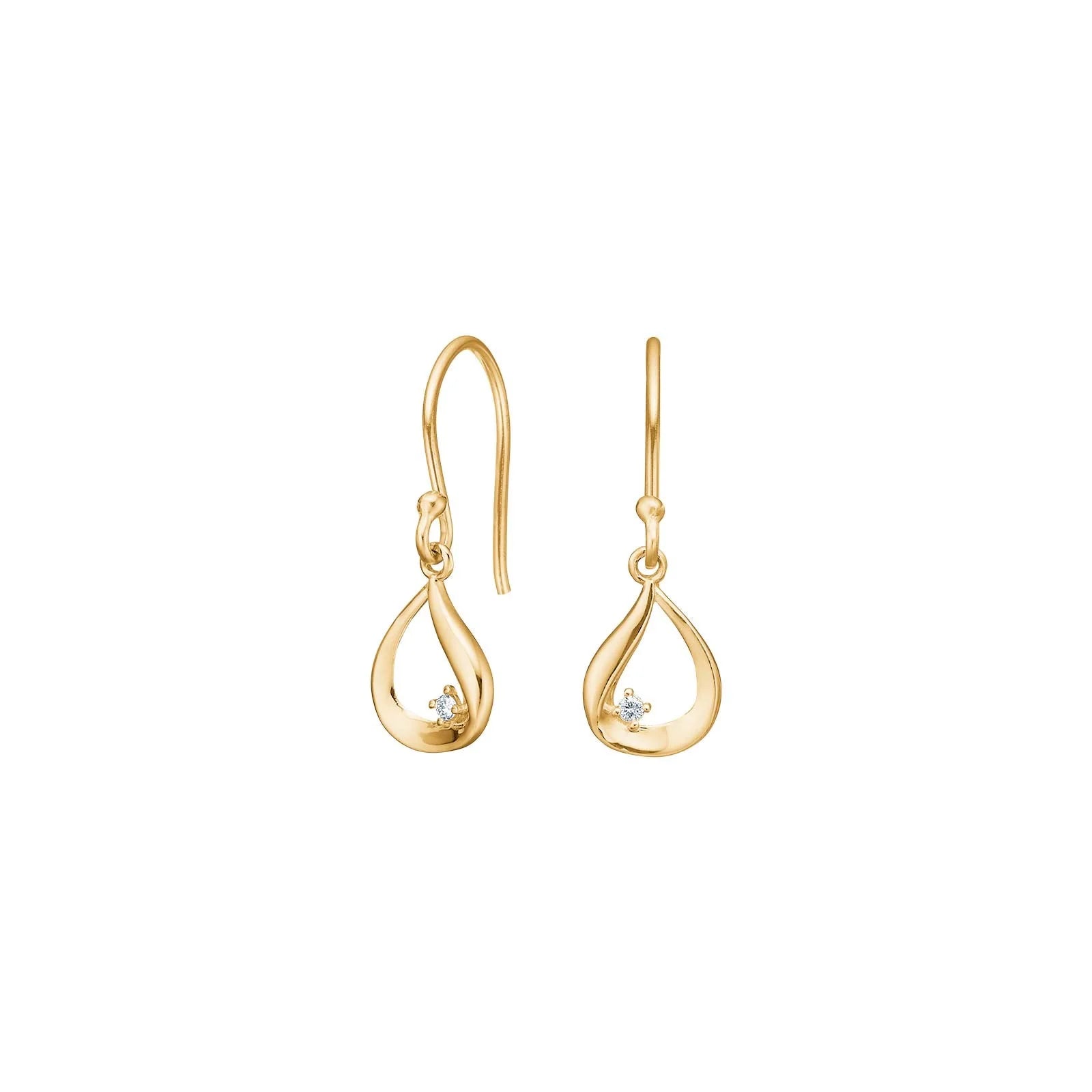 14kt. guldørehængere m. 0,018ct W/SI - Urma.dk