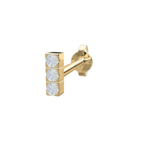 14kt. guldørestik m/3 dia 0,012ct 4,4mm PIERCE52 - Urma.dk