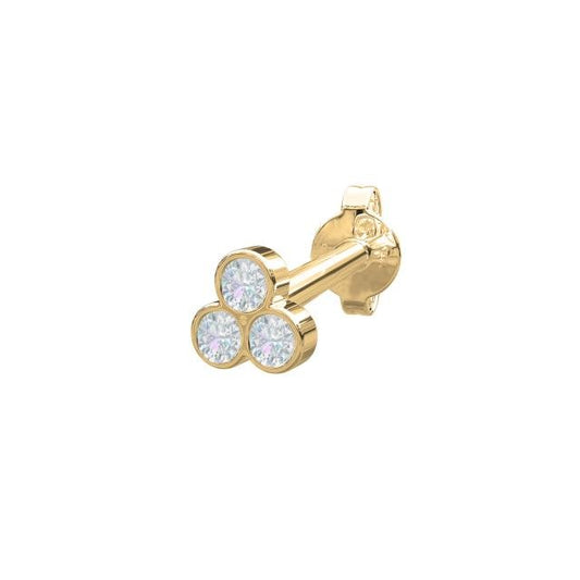 14kt. guldørestik m/3 dia 0,04ct 3mm PIERCE52 1stk - Urma.dk
