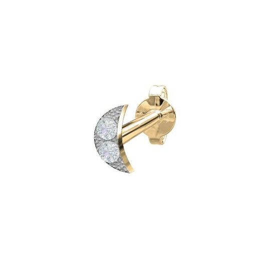 14kt. guldørestik måne m/dia 0,008ct 3,5mm PIERCE5 - Urma.dk