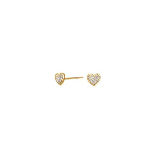 14kt. guldørestiker hjerte m/dia. 0.05ct W/SI - Urma.dk