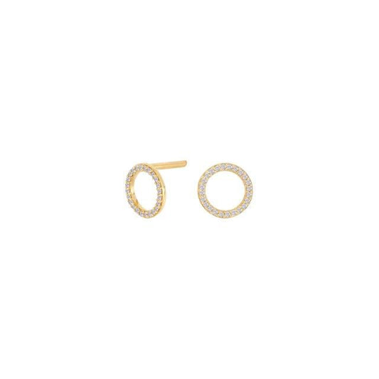 14kt. guldørestikker cirkel m/dia. 0.06ct W/SI - Urma.dk