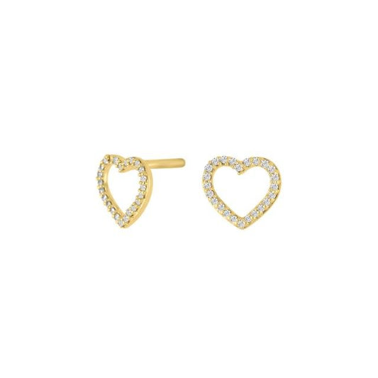 14kt. guldørestikker hjerte m/dia. 0.06ct W/SI - Urma.dk