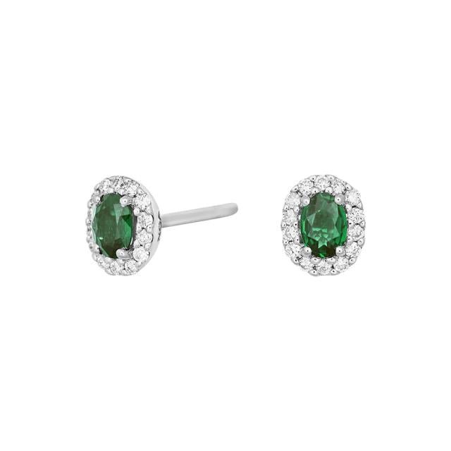 14kt. guldørestikker m/smaragd og dia 0.11ct w/si - Urma.dk