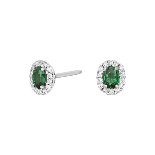 14kt. guldørestikker m/smaragd og dia 0.11ct w/si - Urma.dk
