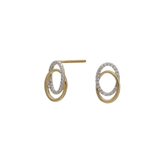 14kt. guldørestikker ovale m/dia. 0.14ct W/SI - Urma.dk