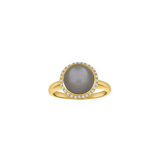14kt. guldring m. grå månesten + 0.16ct W/SI - Urma.dk
