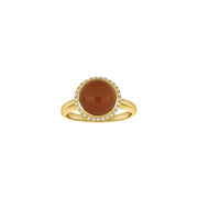 14kt. guldring m. orange månesten + 0.16ct W/SI - Urma.dk
