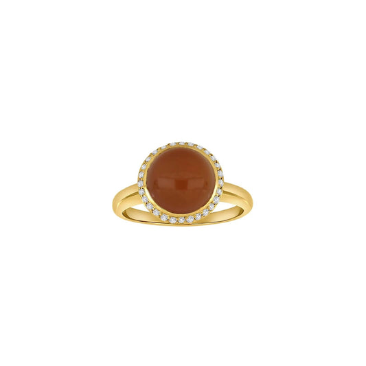 14kt. guldring m. orange månesten + 0.16ct W/SI - Urma.dk