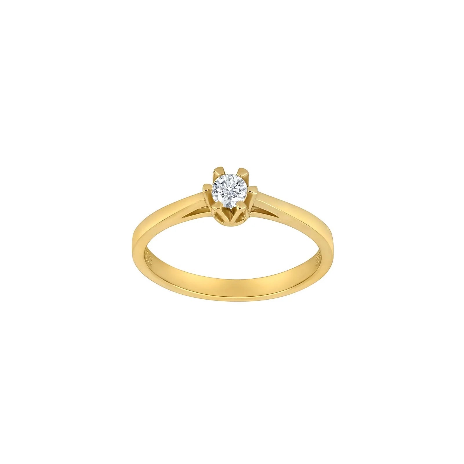 14kt. guldring m/3,5 mm cz i 6 grabber - Urma.dk