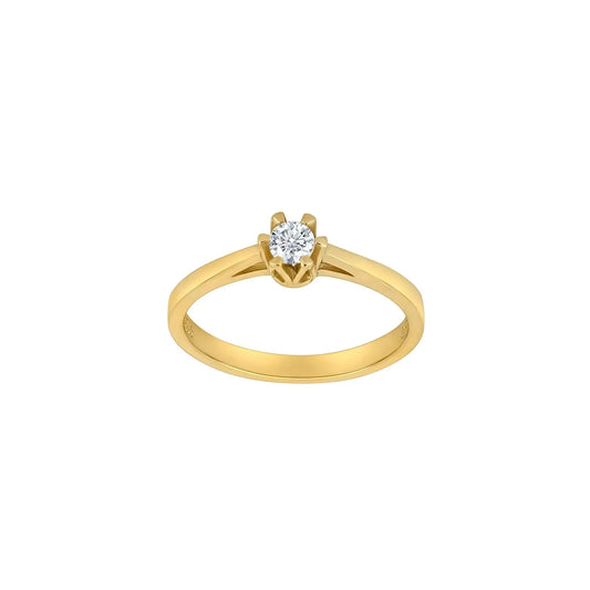 14kt. guldring m/3,5 mm cz i 6 grabber - Urma.dk