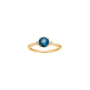 14kt. guldring m/London blå topaz/dia. 0,08ct W/SI - Urma.dk