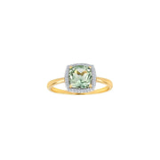 14kt. guldring roset m/dia 0.085ctW/SI+grøn amety - Urma.dk