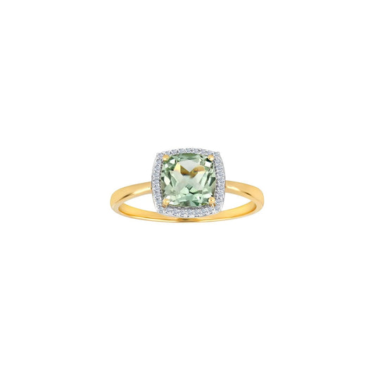 14kt. guldring roset m/dia 0.085ctW/SI+grøn amety - Urma.dk