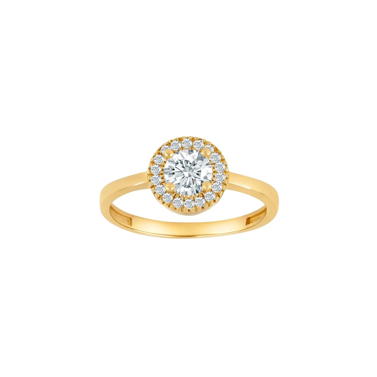 14kt. guldring rund roset m/cz - Urma.dk