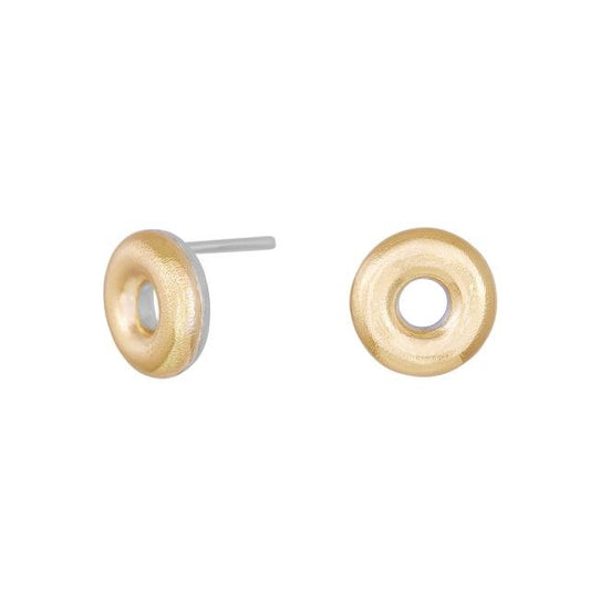 14kt. Guld/sølv rhod. ørestik donut 9.5mm - Urma.dk