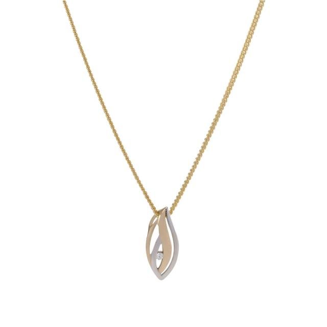 14kt. guldvedhæng bicolor m/dia. 0.020ct. W/SI ink - Urma.dk