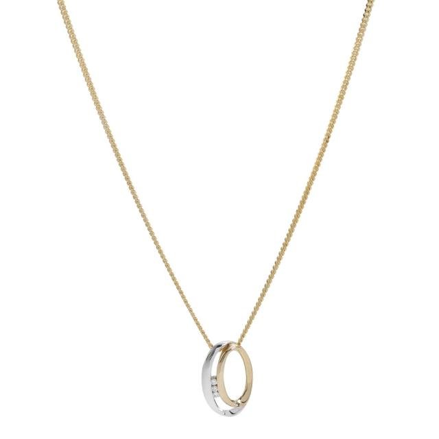 14kt. guldvedhæng bicolor m/dia. 0.030ct. W/SI ink - Urma.dk