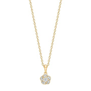 14kt. Guldvedhæng blomst m/dia. 0,05ct W/SI inkl. forg. kæde - Urma.dk