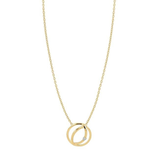 14kt. guldvedhæng m/dia. 0.02ct W/PI og forg. kæde - Urma.dk