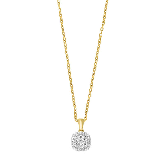14kt. guldvedhæng m/dia. 0.23ct W/SI inkl. sølv kæde - Urma.dk