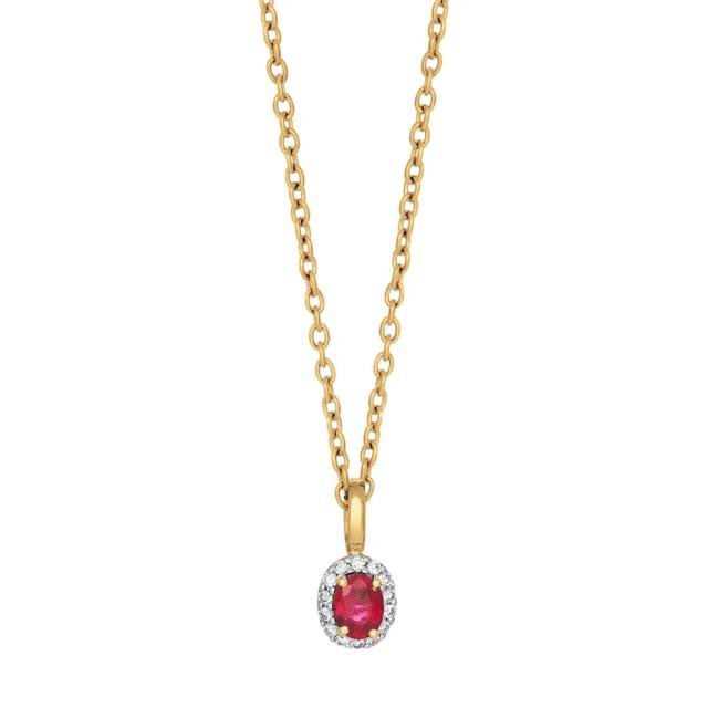14kt. guldvedhæng m/rubin og dia 0.05ct W/SI inkl. - Urma.dk