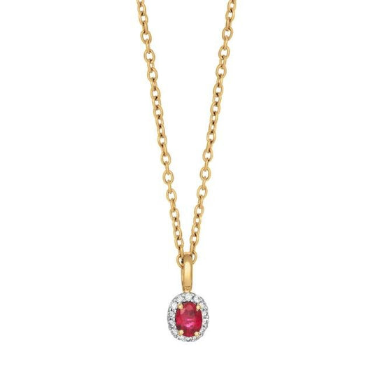 14kt. guldvedhæng m/rubin og dia 0.05ct W/SI inkl. - Urma.dk