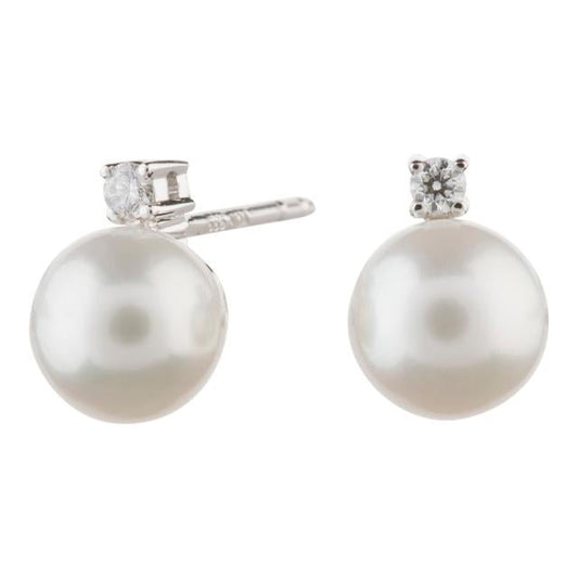 14kt. hvidgulds ørestik m. fvkp og 0,053 ct TW/SI - Urma.dk