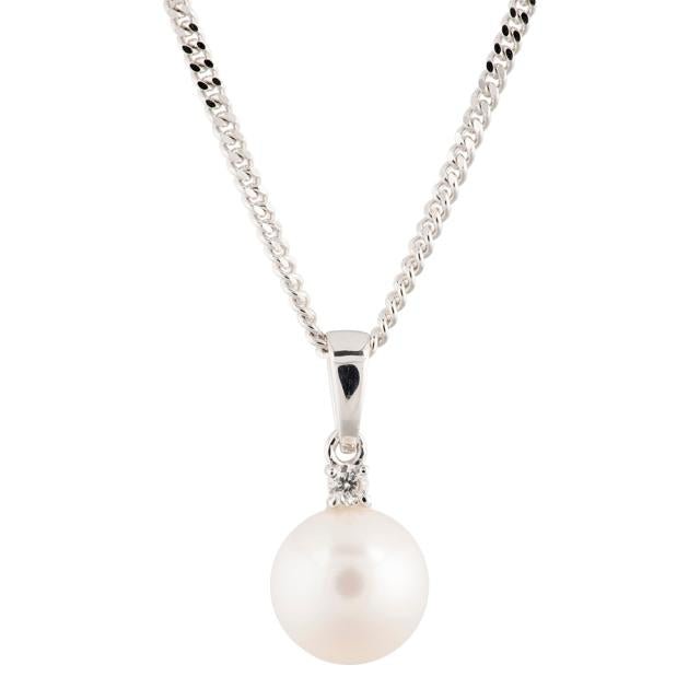 14kt. hvidgulds vedhæng m. fvkp og 0,035 ct TW/SI - Urma.dk