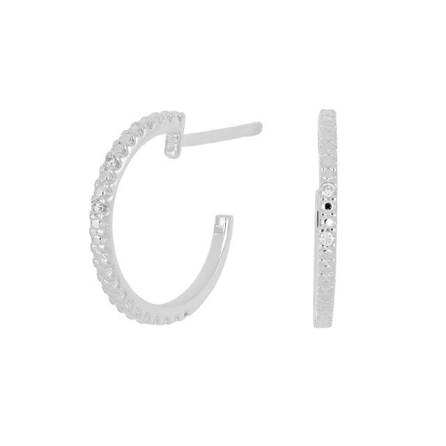 14kt. hvidguldscreoler m/dia. 0.02ct W/PI - Urma.dk