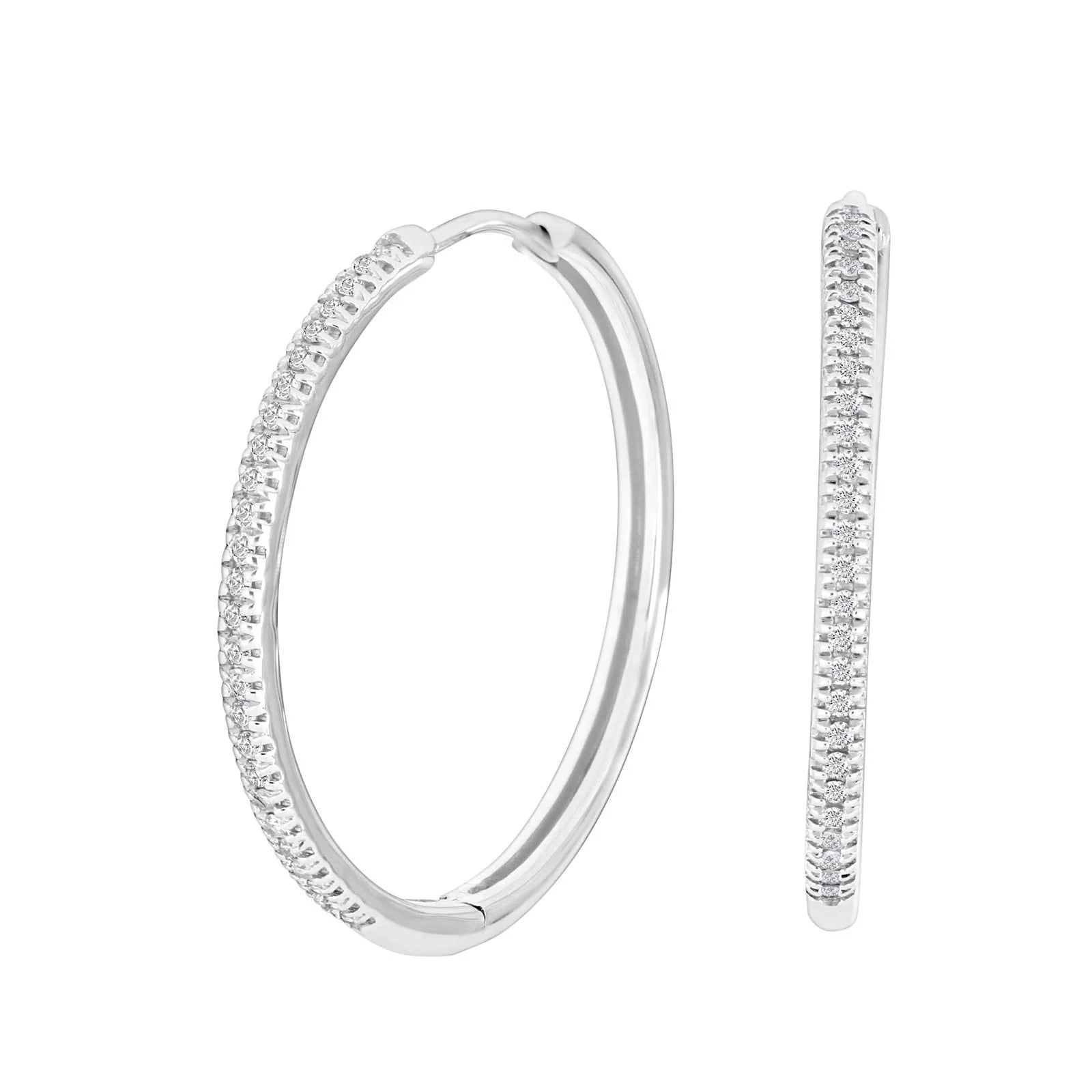 14kt. hvidguldscreoler m/dia. 0.15ct W/SI 23mm - Urma.dk