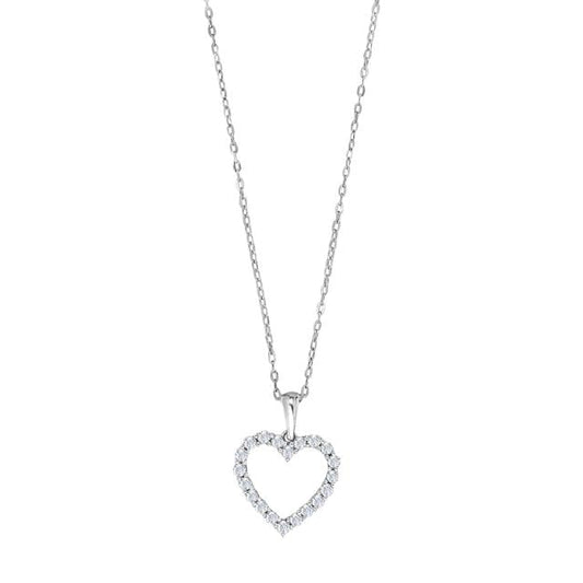 14kt. hvidguldshalskæde m/ hjerte dia.0.46ct W/SI - Urma.dk