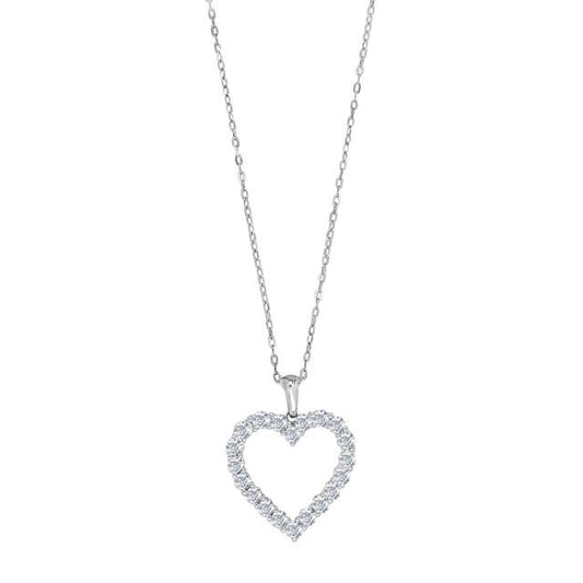 14kt. hvidguldshalskæde m/ hjerte dia.0.95ct W/SI - Urma.dk