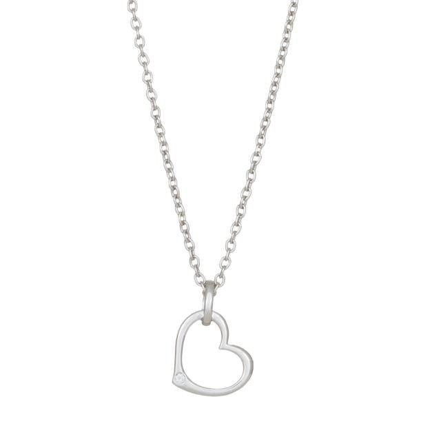 14kt. hvidguldshjerte m/dia. 0.010ct W/P1 inkl. sø - Urma.dk