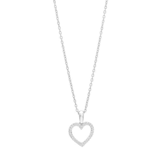 14kt. hvidguldshjerte m/dia. 0.09ct W/SI+sølvk - Urma.dk