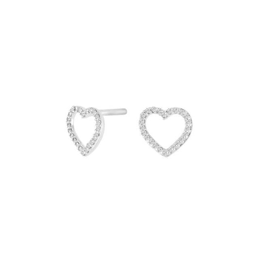 14kt. hvidguldsørestikker hjerte m/dia 0.06ct W/SI - Urma.dk