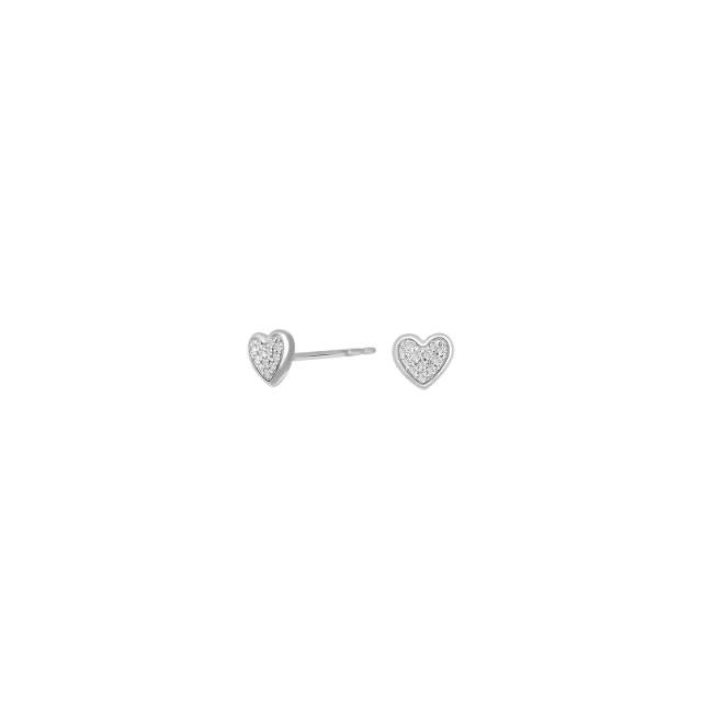 14kt. hvidguldsørestikker hjerte m/dia0.05ct W/SI - Urma.dk