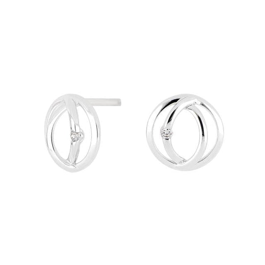 14kt. hvidguldsørestikker m/dia 0.02ct W/PI - Urma.dk