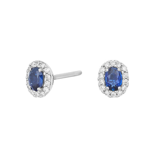 14kt. hvidguldsørestikker m/safir dia 0.09ct W/SI - Urma.dk