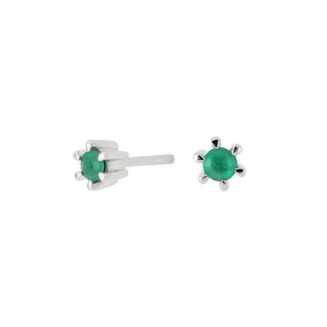 14kt. hvidguldsørestikker m/smaragd 2,5mm - Urma.dk