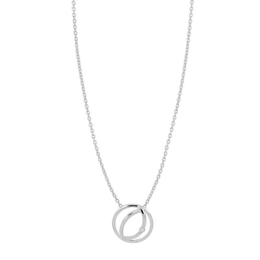 14kt. hvidguldsvedhæng m/dia. 0.02ct W/PI og sølvk - Urma.dk