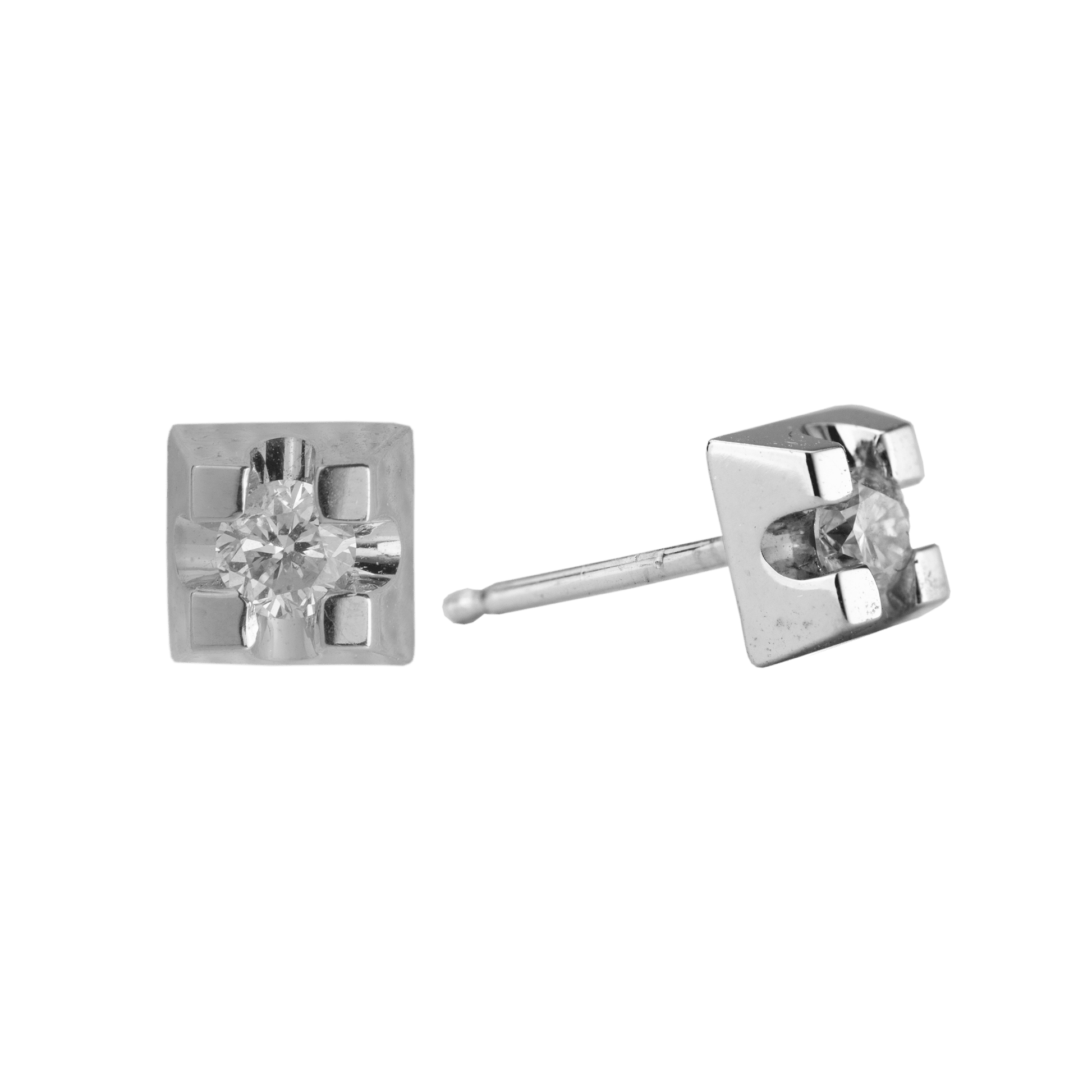 14KT HV.ØRESTIK BRILL.2X0,10CT WPI
