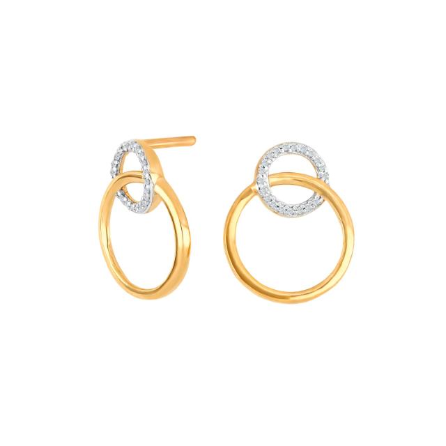 14kt. guldørestikker cirkel m/dia. 0.05ct W/SI