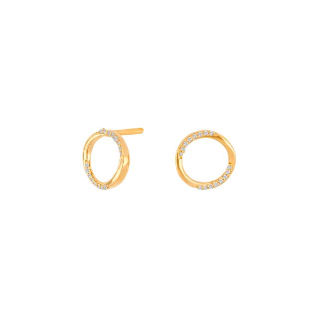 14kt. guldørestikker cirkel m/dia. 0.05ct W/SI
