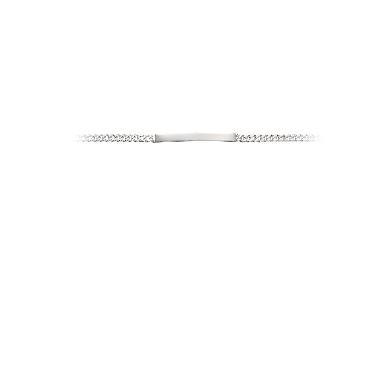 Sølv armbånd panzerkæde med ID-plade 5,0 mm bred. Længde 17 cm.