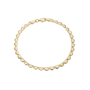 Armbånd 8kt, små hjerter, 19 cm