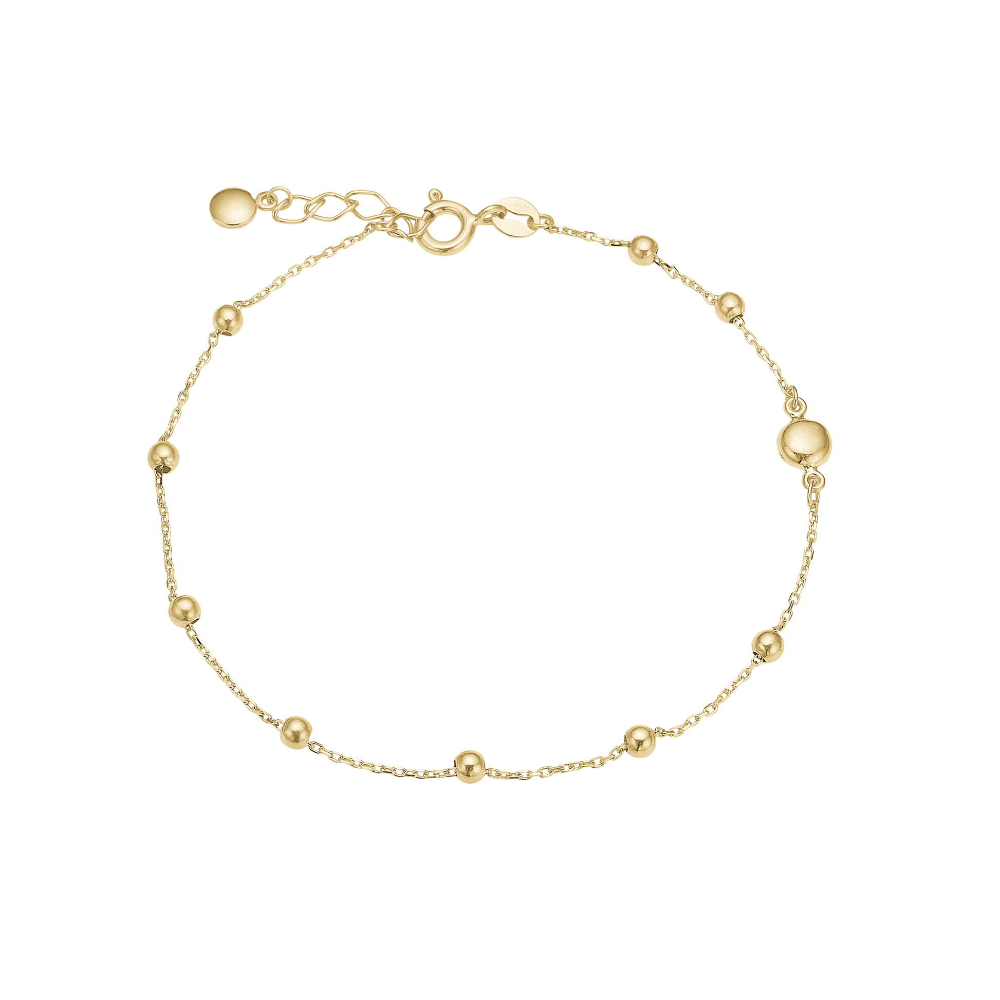 Armbånd 8kt, mini kugler, 16+3 cm