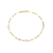 Armbånd 8kt, ferskvandsperler/led, 19 cm