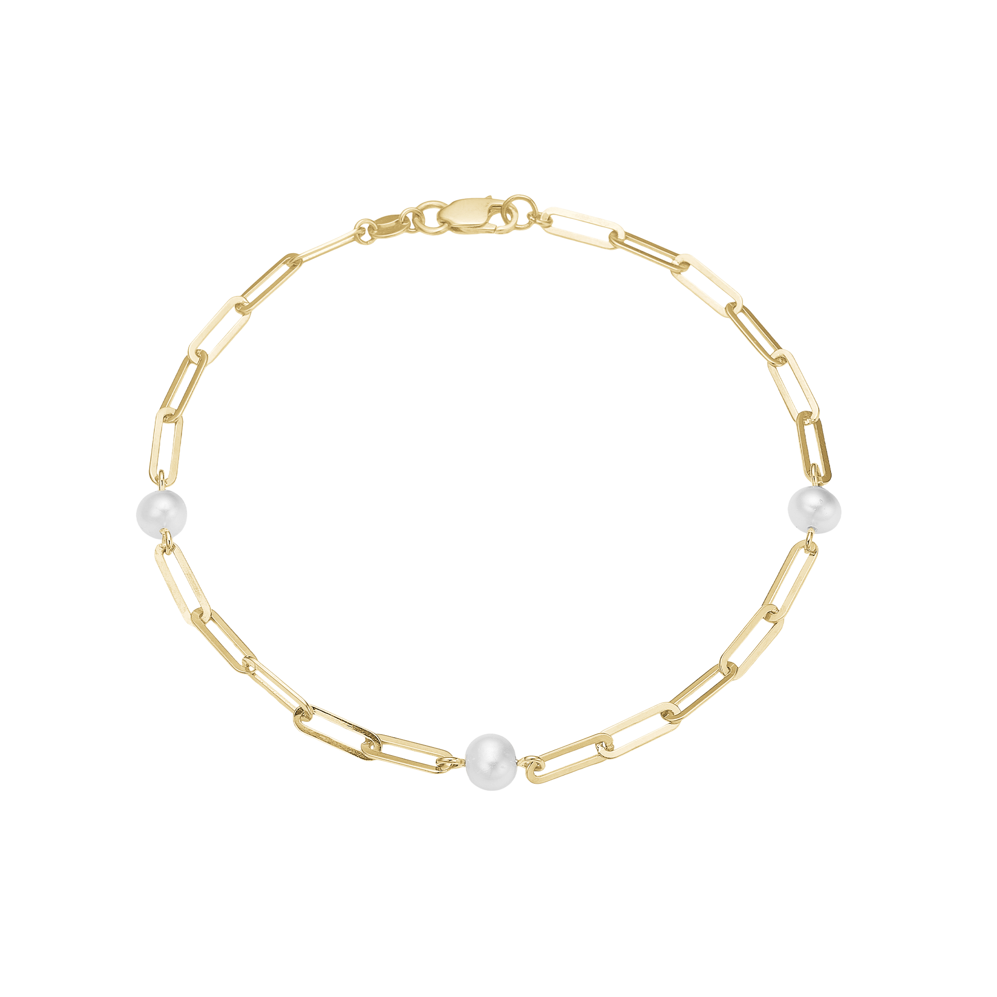 Armbånd 8kt, ferskvandsperler/led, 19 cm